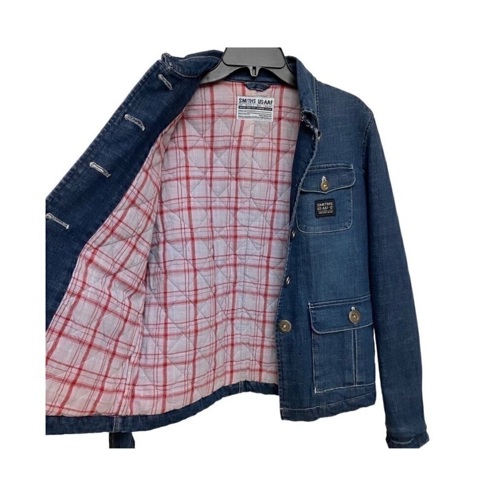 Smiths US-AAF Women’s Blue Denim Utility Workwear Quilted Jean Jacket - Picture 4 of 7